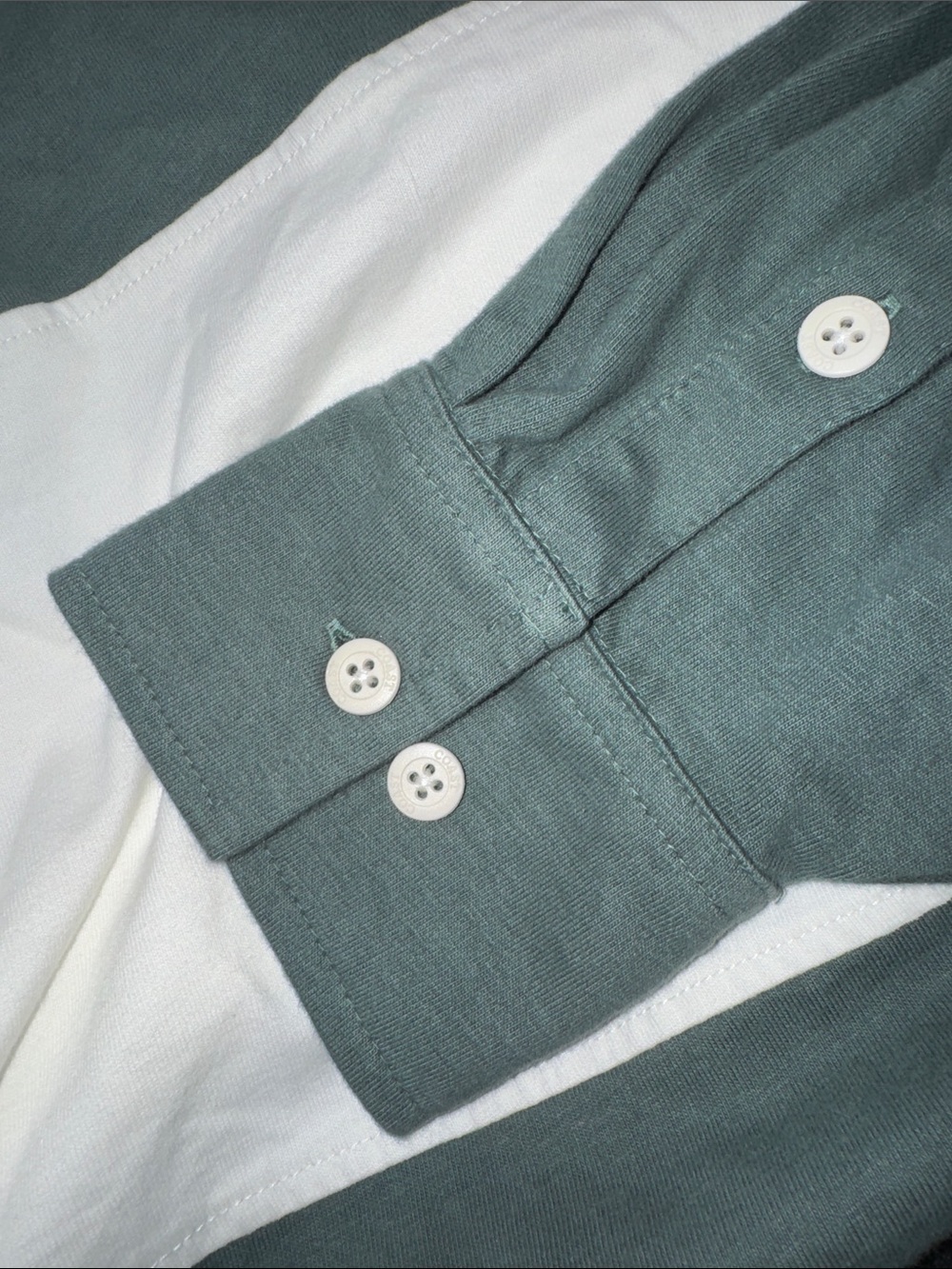 Coast Upton Rugby Shirt in Silverpine Green and Bone White - Picture 8 of 8